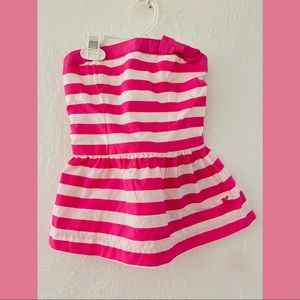 Abercrombie Kids pink striped tube peplum top